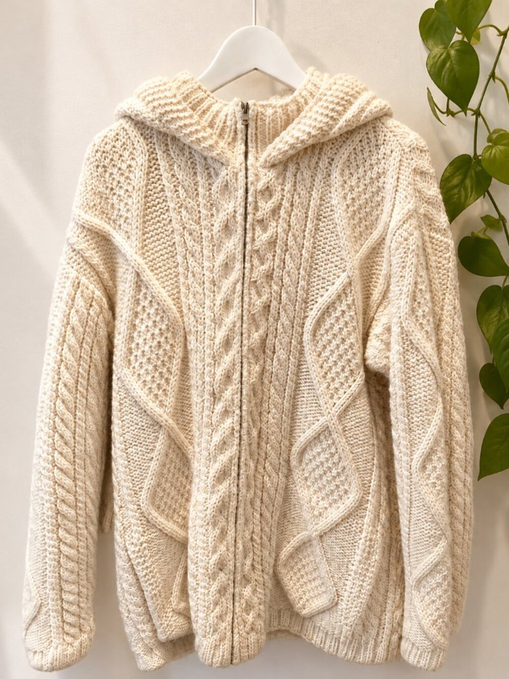 ALMA 100% Wool Cable Knit Hooded Sweater – Handmade in Nepal
